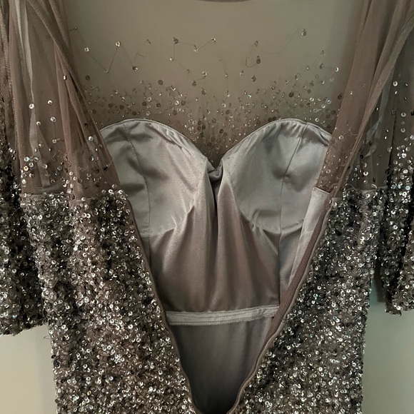 Adrianna Papell Beaded Sequined Maxi Dress Gown Wedding Mother of Bride - Picture 9 of 9